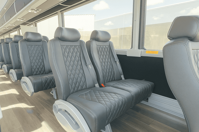 interior of Columbus Minibus Company charter bus