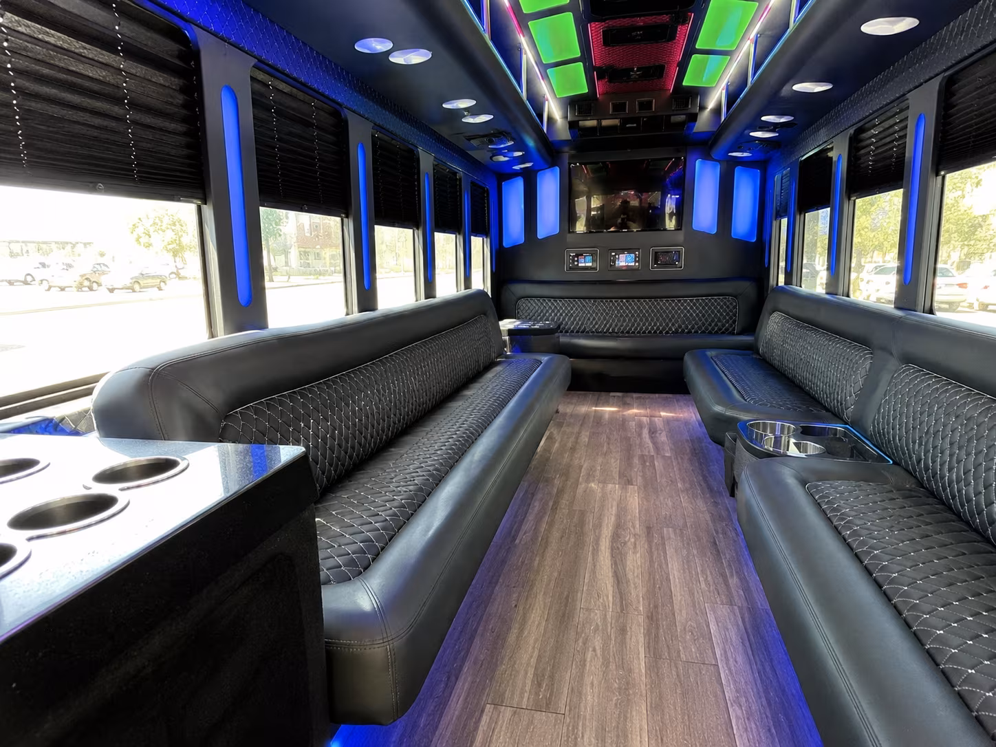 columbus 15 passenger party bus inside