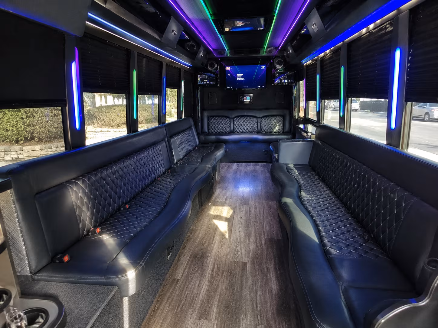columbus 15 passenger party bus interior