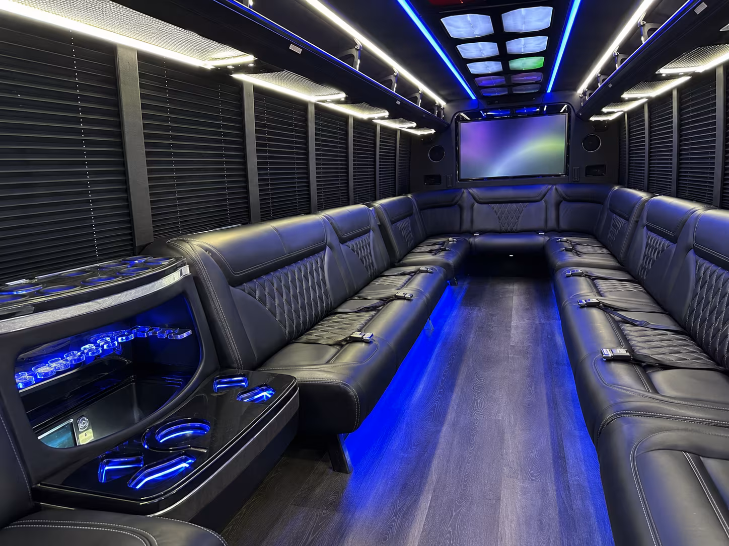 columbus 20 passenger party bus inside