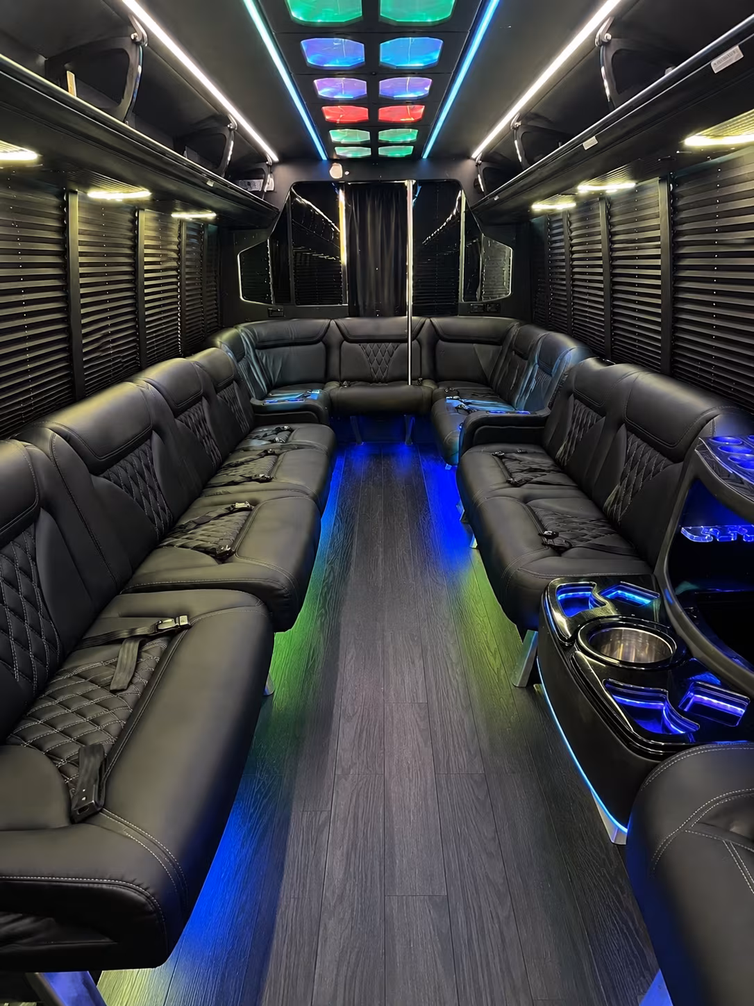 columbus 20 passenger party bus interior