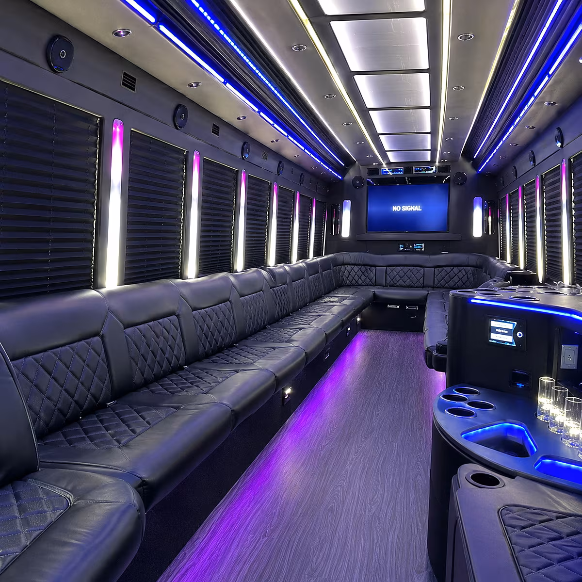 columbus 30 passenger party bus inside