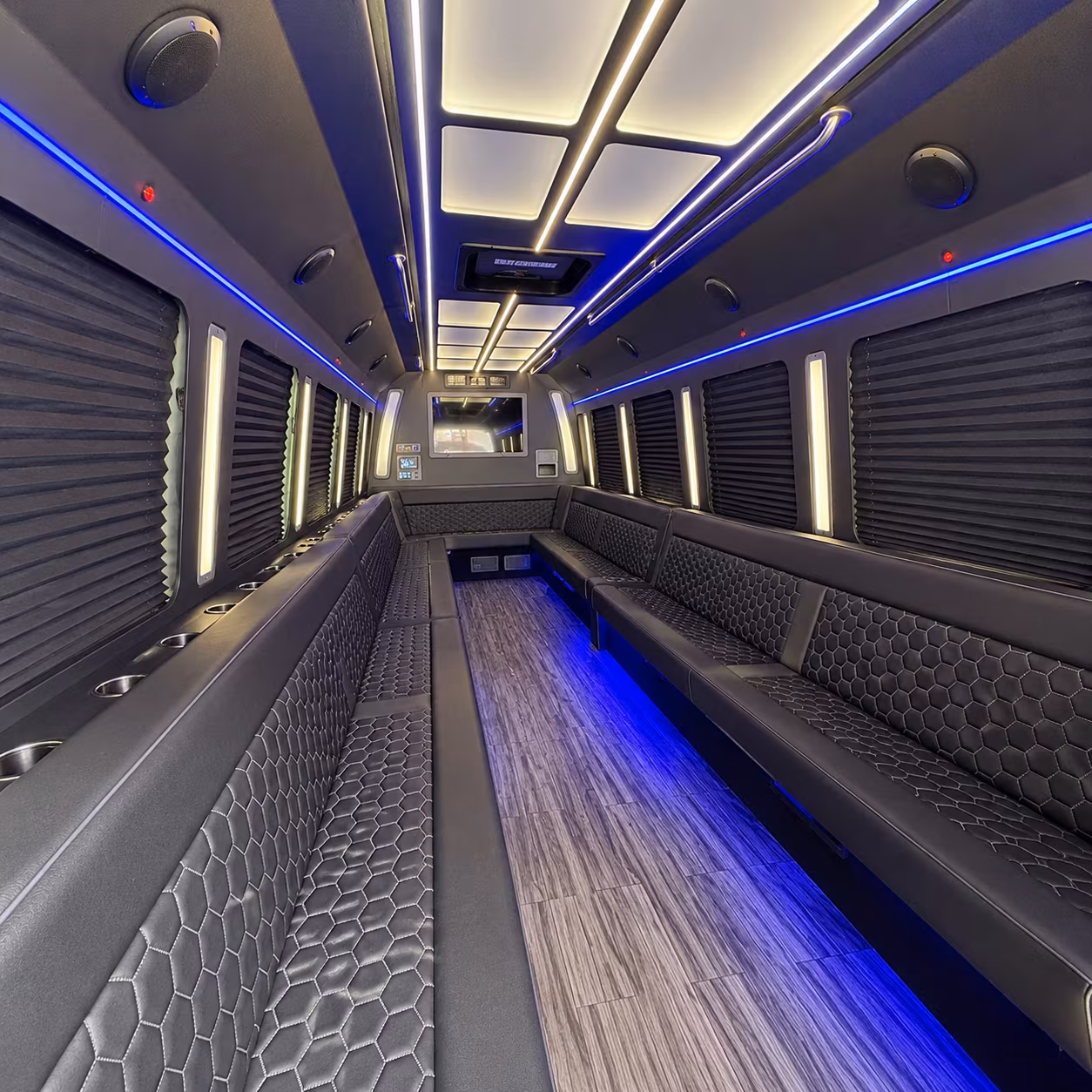 columbus 30 passenger party bus interior