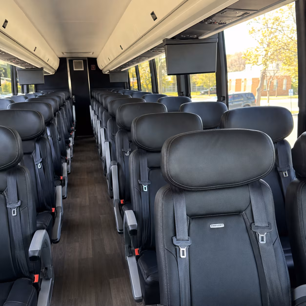 columbus 45 passenger charter bus inside