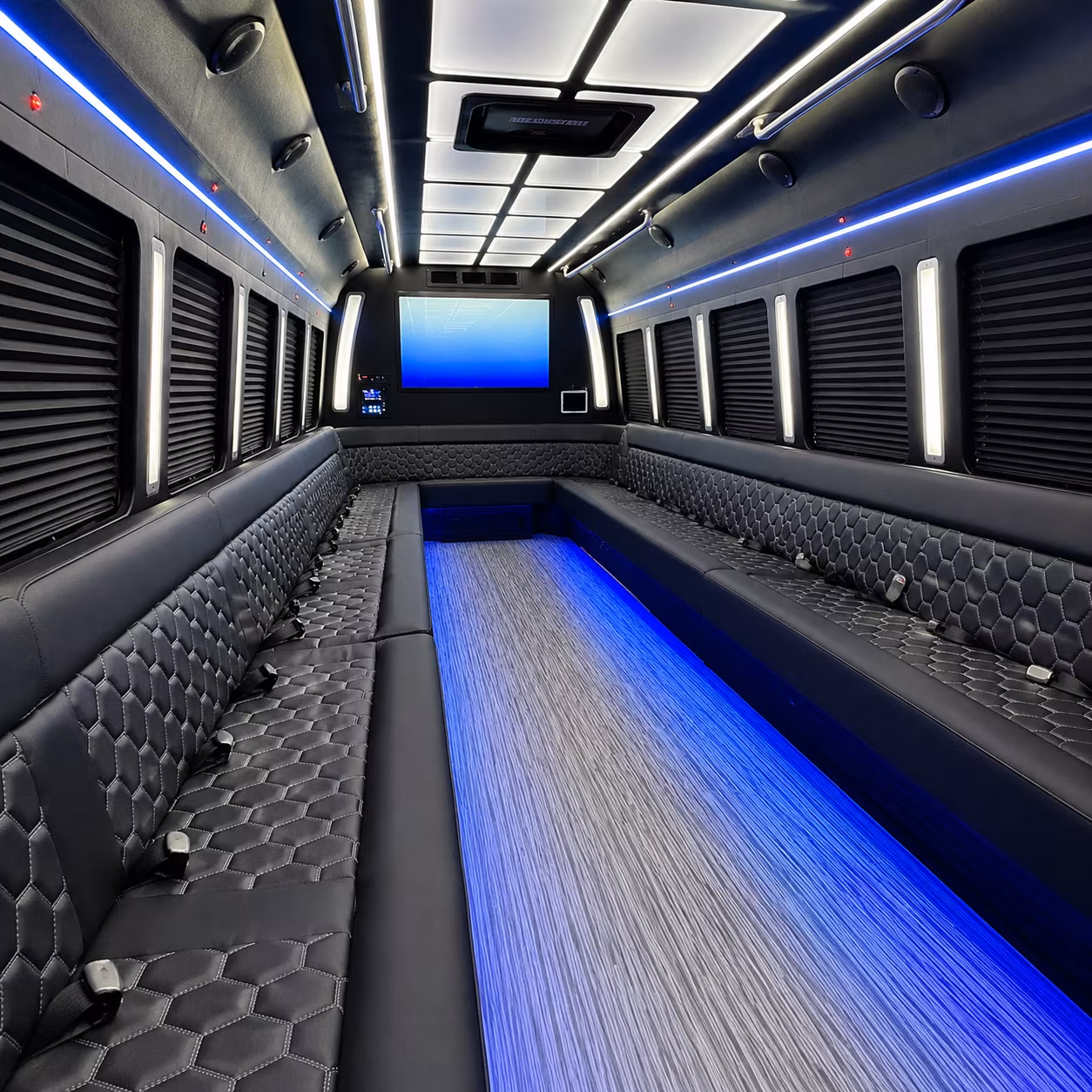 columbus 50 passenger party bus inside