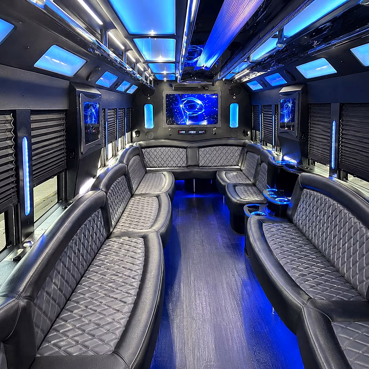 columbus 50 passenger party bus interior